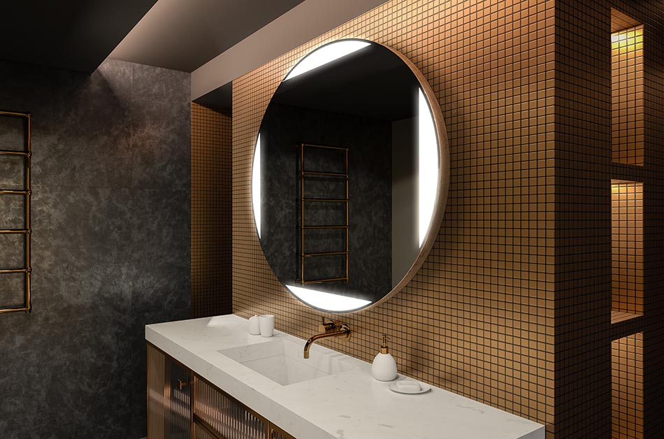 Moderné okrúhle zrkadlo s mäkkým LED osvetlením v prémiovom štýle | ARTFORMA