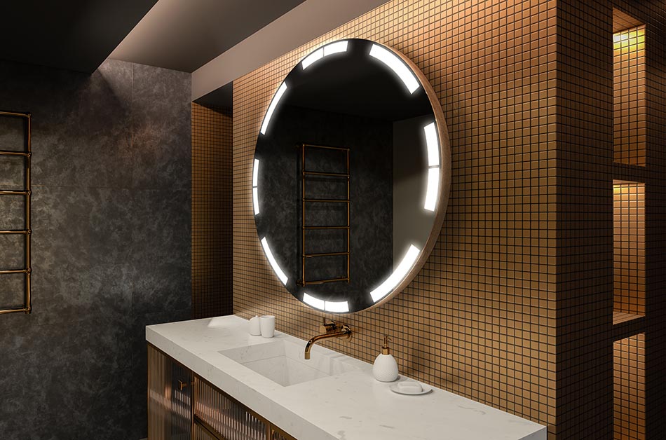 Moderné okrúhle zrkadlo s mäkkým LED osvetlením v prémiovom štýle | ARTFORMA