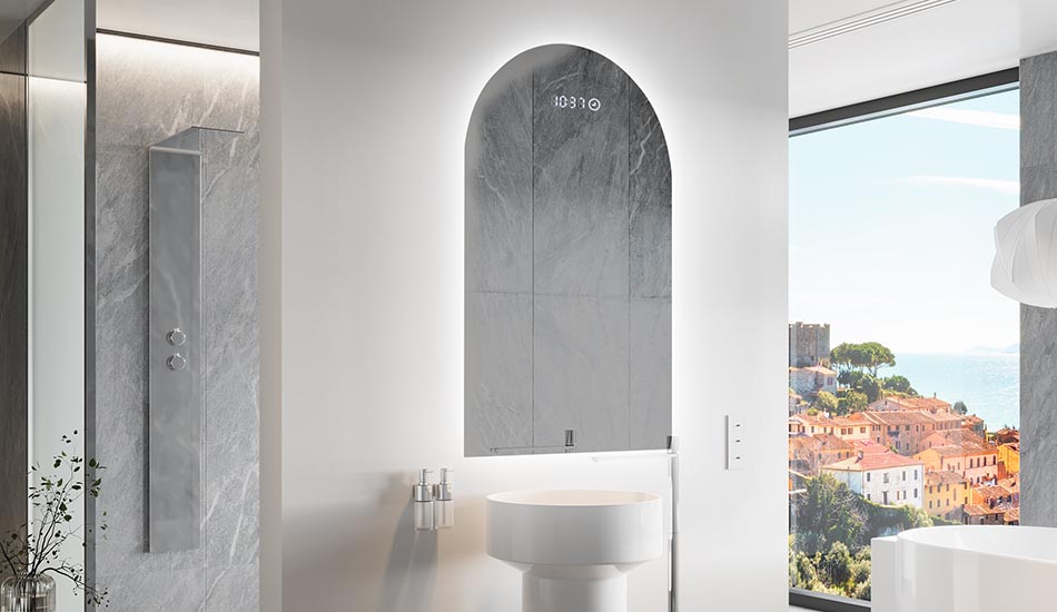 Nepravidelné zrkadlo s jemným ambientným osvetlením pre elegantný interiér | ARTFORMA