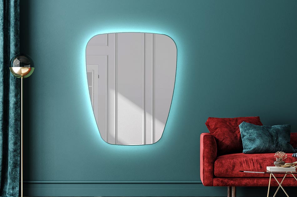 Nepravidelné zrkadlo s jemným ambientným osvetlením pre elegantný interiér | ARTFORMA