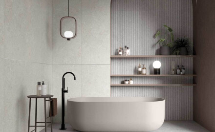 Podlahová dlaždica 60 x 120 cm, farba taupe, matná, A4H1102 Shellstone Taupe