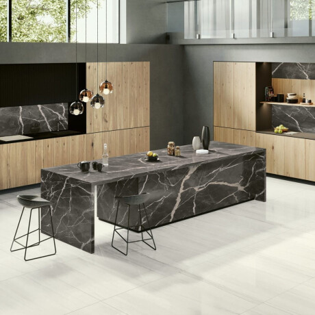 Veľkoformátová gresová dlaždica 120 × 270 cm so sivými žilkami, lesklá, rektifikovaná A4H185 Dolomite #3