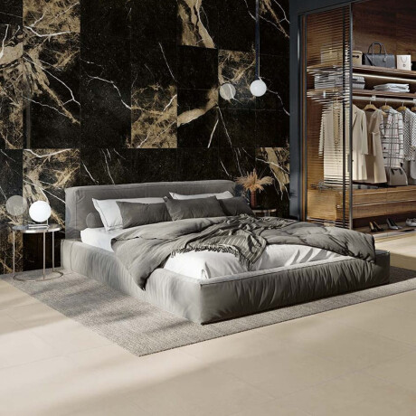 Veľkoformátová gresová dlaždica 120 × 280 cm, čierna, lesklá, so zlatými žilkami, rektifikovaná, A4H195 Pierre Black #6