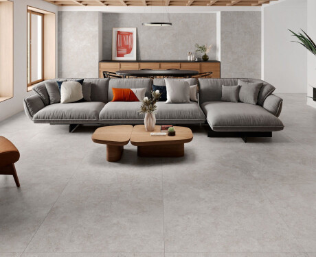 Podlahová dlaždica 100x100, travertín rezaný priečne, matný, sivý A4H497 Chrono Grey