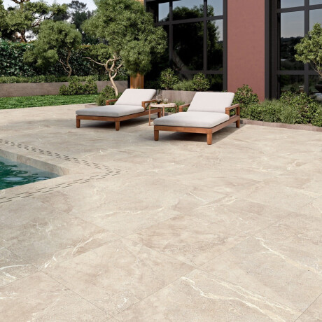 Kamenná dlažba s žilkovaním na podlahu 100x100, matná, šedo-béžová taupe A4H508 Volterra Bone #2