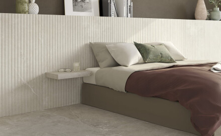 Rýhovaná dlažba na podlahu 60x120, svetlošedá, matná, A4H510 Rigat-One Ermetica Bianco