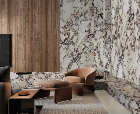 Keramická dlažba 120x120, mramor s fialovými žilkami, lesklá, A4H841 Calakatta Wiola
