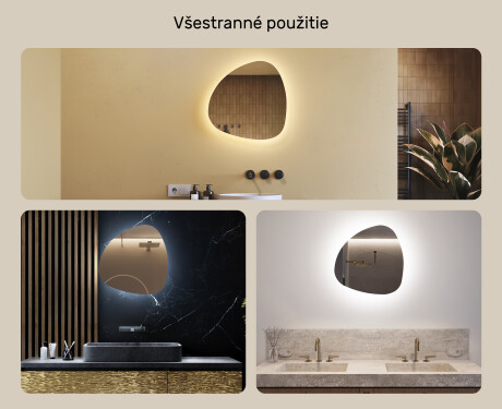 LED zrkadlo s nepravidelnym tvarom do kupelne 54x54cm so studenou farbou LED 7000K, teplou farbou 3000K alebo neutrálnou farbou 4500K #2