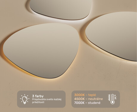 LED zrkadlo s nepravidelnym tvarom do kupelne 54x54cm so studenou farbou LED 7000K, teplou farbou 3000K alebo neutrálnou farbou 4500K #3