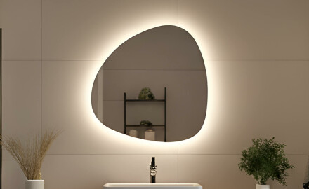 Nepravidelné dekoračné podsvietené LED zrkadlo 54x54 cm s neutrálnou farbou svetla 4500K