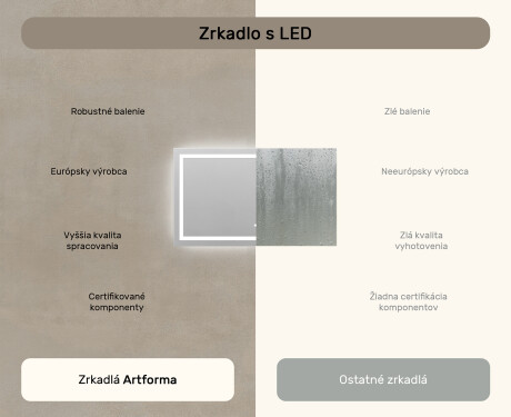 Nástenne zrkadlo do kupelne s osvetlenim LED L15 120x80cm - SmartScreen, DualColor #7