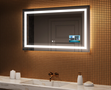 Nástenne zrkadlo do kupelne s osvetlenim LED L15 120x80cm - SmartScreen, DualColor, Vyhrievacia rohož