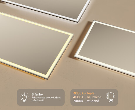 Nástenne zrkadlo do kupelne s osvetlenim LED 120x70cm so studenou farbou LED 7000K, teplou farbou 3000K alebo neutrálnou farbou 4500K #3
