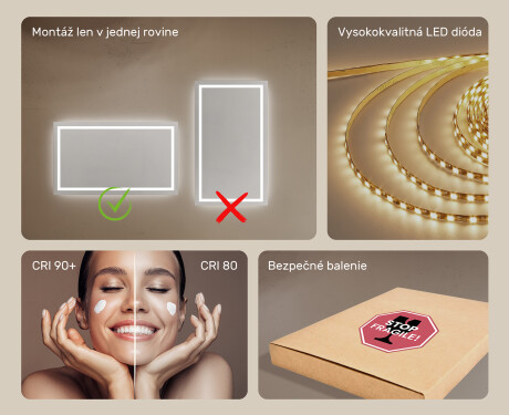 Nástenne zrkadlo do kupelne s osvetlenim LED 120x70cm so studenou farbou LED 7000K, teplou farbou 3000K alebo neutrálnou farbou 4500K #5