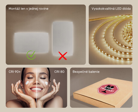Nástenne zrkadlo do kupelne s osvetlenim LED 120x70cm so studenou farbou LED 7000K, teplou farbou 3000K alebo neutrálnou farbou 4500K #5