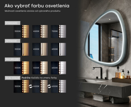 Nepravidelné LED zrkadlo s MDF rámom s vysokým leskom L308 #5