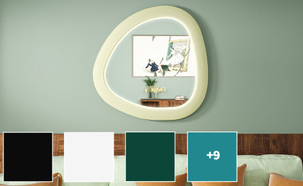 LED zrkadlo s nepravidelným tvarom a lakovaným MDF rámom L308