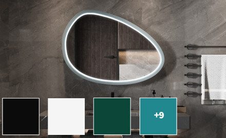 Asymetrické LED zrkadlo s lakovaným rámom z MDF L310