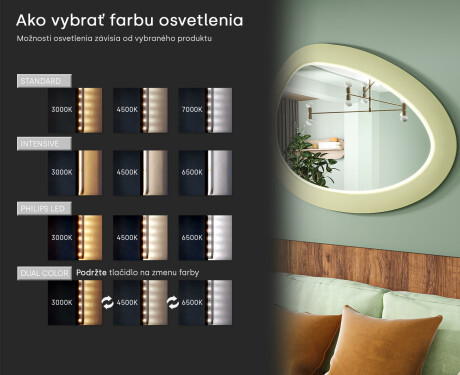 Asymetrické LED zrkadlo s rámom z MDF L310 #5