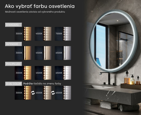 Kruhové LED zrkadlo v lakovanom MDF ráme L306 #5