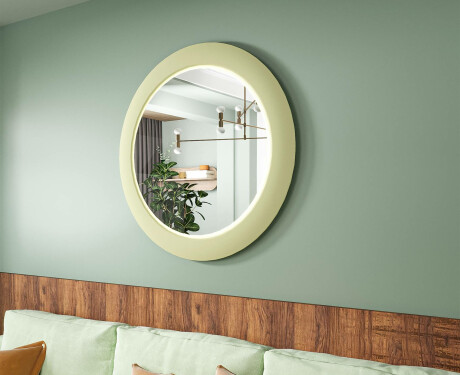 LED zrkadlo s MDF v okrúhlom, lakovanom ráme L306
