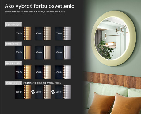 LED zrkadlo s MDF v okrúhlom, lakovanom ráme L306 #5