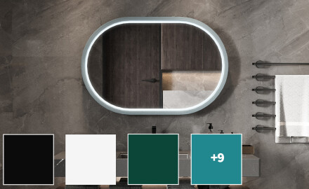LED zrkadlo v tvare štadióna s lakovaným MDF rámom L307