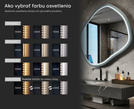 Kosoštvorcové LED zrkadlo v lakovanom MDF ráme L309 #5