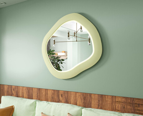 Dizajnové LED zrkadlo s MDF v geometrickom tvare L309