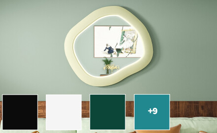 Dizajnové LED zrkadlo s MDF v geometrickom tvare L309