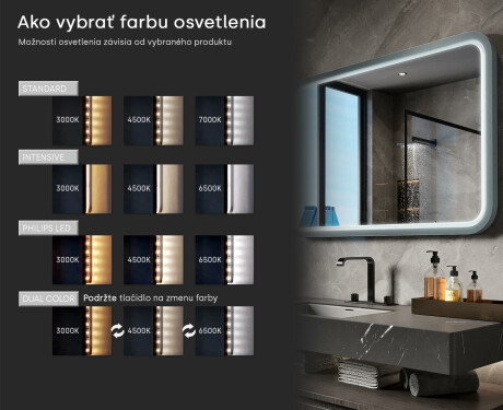 Zaoblené LED zrkadlo s lakovaným MDF rámom L305 #5