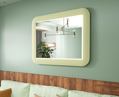 Zaoblené LED zrkadlo v lesklom MDF ráme L305