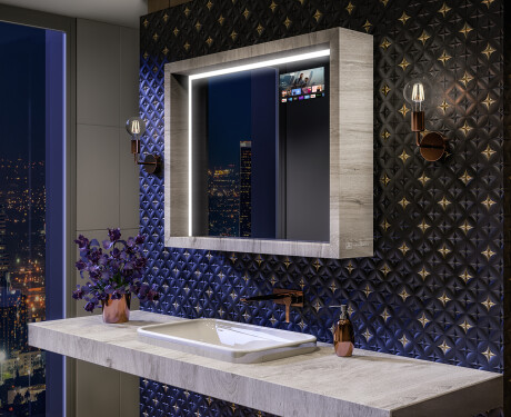 LED kúpeľňové zrkadlo s rámom WoodenFrame vo farbe Oslo dub