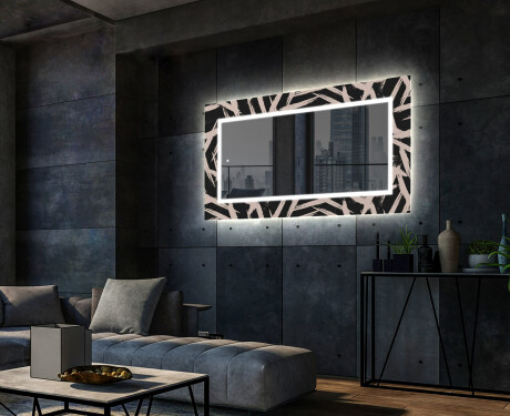 Dekoratívne zrkadlo s LED podsvietením do obývacej izby - Lines #2