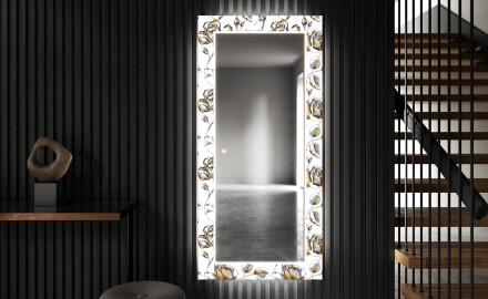 Dekoratívne zrkadlo do chodbys osvetlenim - Golden Flowers