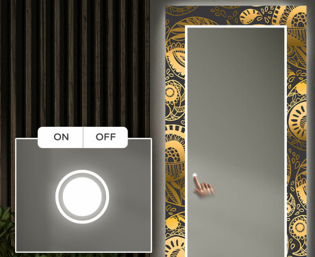 Ozdobne podsvietene nástenne zrkadlo do chodby - Ancient Pattern #4