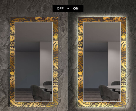Ozdobne podsvietene nástenne zrkadlo do chodby - Ancient Pattern #7