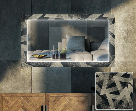 Dekoratívne zrkadlo s LED podsvietením do obývacej izby - Dotted Triangles #1