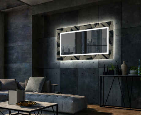 Dekoratívne zrkadlo s LED podsvietením do obývacej izby - Dotted Triangles #2