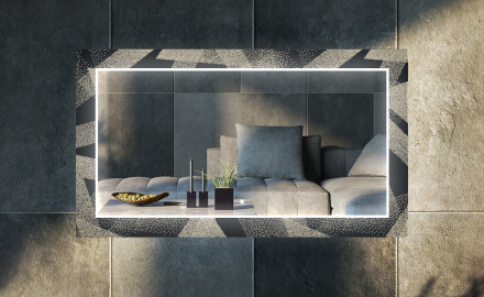 Dekoratívne zrkadlo s LED podsvietením do obývacej izby - Dotted Triangles