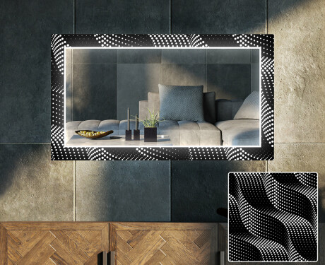 Moderne ozdobné zrkadlo LED do obývačky - Dark Wave