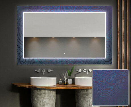 Dekoratívne zrkadlo s LED podsvietením do kúpeľne - Blue Drawing #1