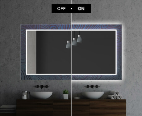 Dekoratívne zrkadlo s LED podsvietením do kúpeľne - Blue Drawing #7