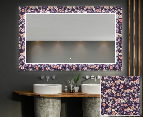Moderne dekoratívne zrkadlo LED do kupelne - Elegant Flowers