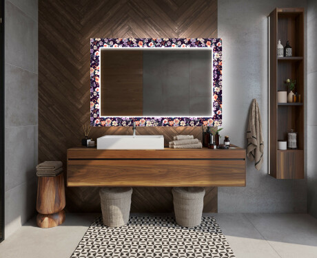 Dekoratívne zrkadlo s LED podsvietením do kúpeľne - Elegant Flowers #12