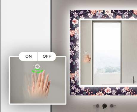 Moderne dekoratívne zrkadlo LED do kupelne - Elegant Flowers #5