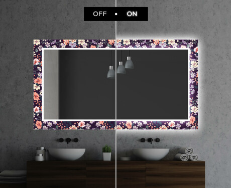 Moderne dekoratívne zrkadlo LED do kupelne - Elegant Flowers #7
