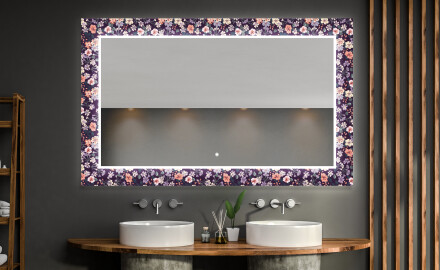 Moderne dekoratívne zrkadlo LED do kupelne - Elegant Flowers