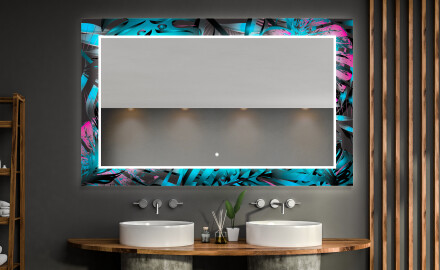 Moderne dekoratívne zrkadlo LED do kupelne - Fluo Tropic