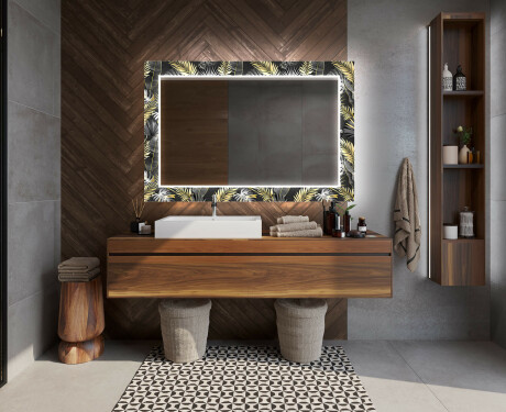 Dekoratívne zrkadlo s LED podsvietením do kúpeľne - Goldy Palm #12